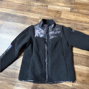 Spyder Black Fleece Jacket with Patterned Accents